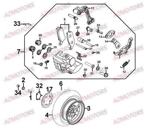 Roue Arriere KYMCO Pièces Scooter Kymco XCITING 500 AFI 4T EURO III