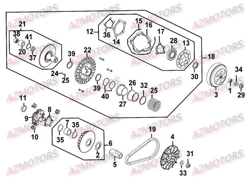 Variateur   Embrayage KYMCO Pièces Scooter Kymco XCITING 500 AFI 4T EURO III