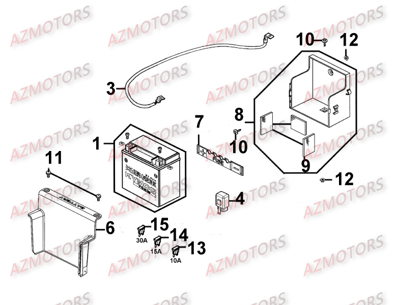 BATTERIE YTX14-BS YUASA (ORIGINE) KYMCO pour BATTERIE de XCITING-500RI-III