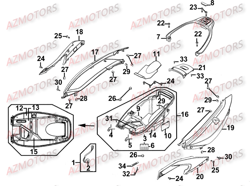 CARENAGES ARRIERE pour XCITING-500RI-III