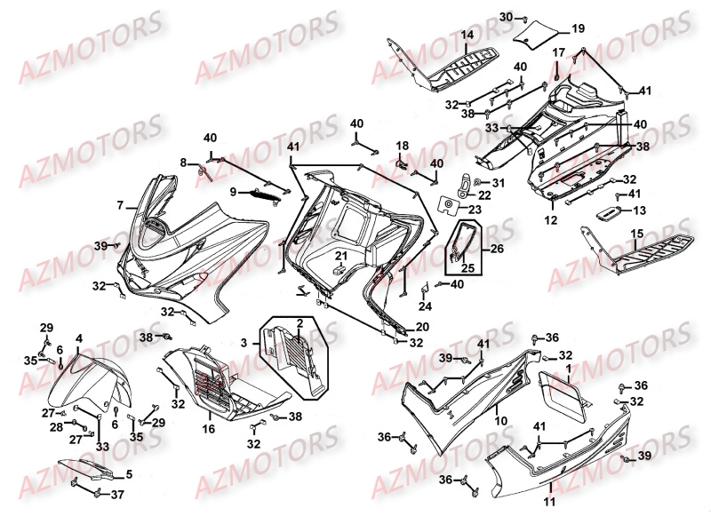 CARENAGES AVANT KYMCO Pièces Scooter XCITING 500 RI 4T EURO III