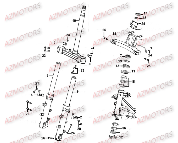 FOURCHE KYMCO Pièces Scooter XCITING 500 RI 4T EURO III