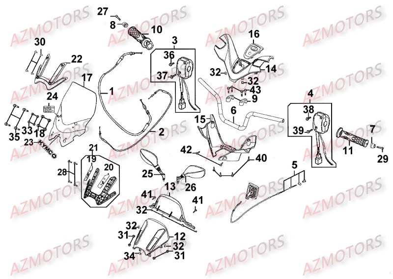 Guidon KYMCO Pièces Scooter Kymco XCITING 500 RI 4T EURO III