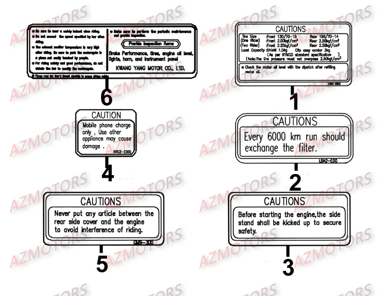 Labels KYMCO Pièces Scooter Kymco XCITING 500 RI 4T EURO III