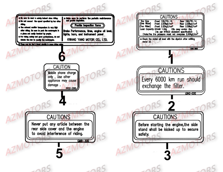 Labels KYMCO Pièces Scooter Kymco XCITING 500 RI 4T EURO III