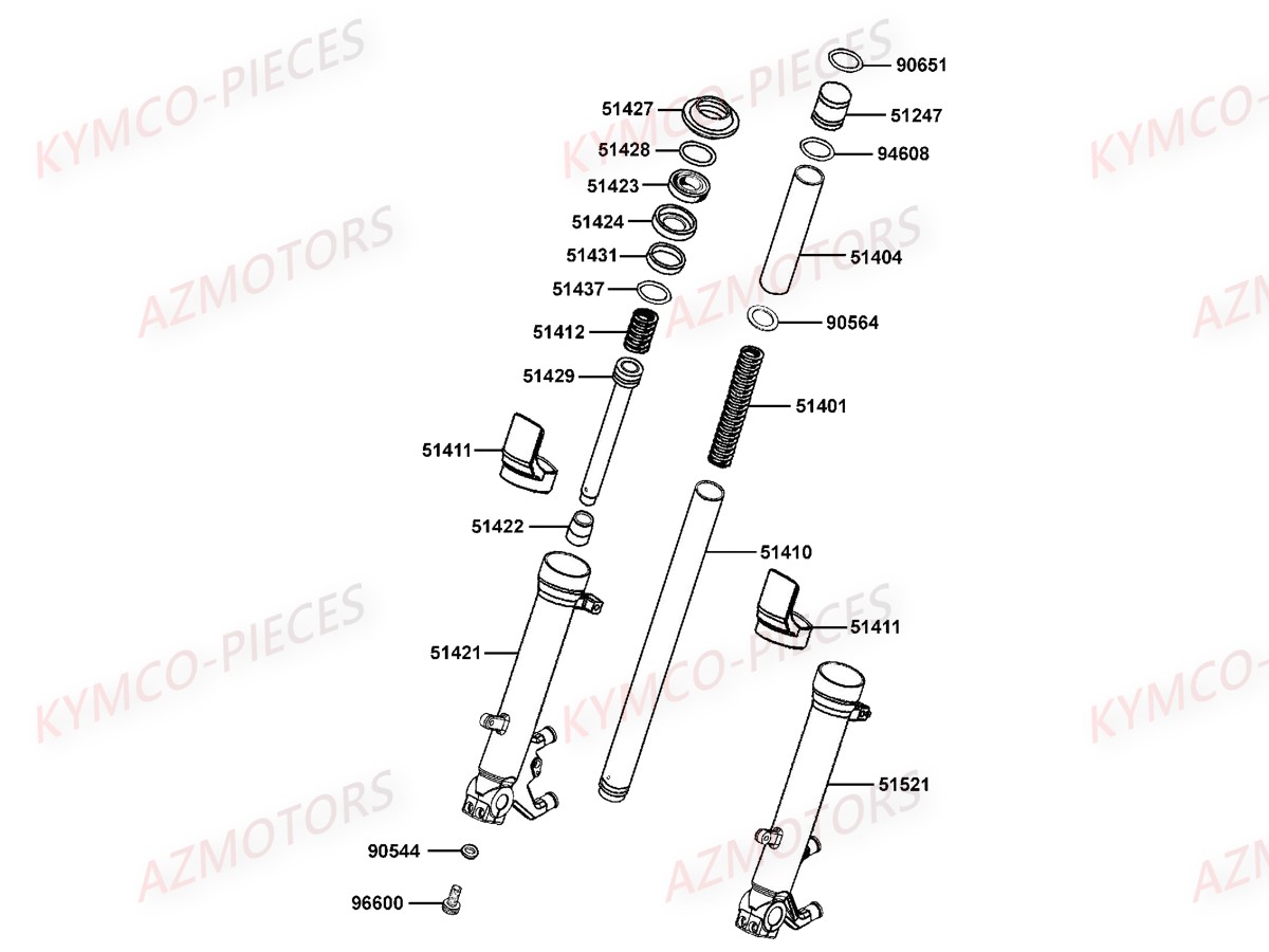 Batons De Fourche (detail) KYMCO Pièces Scooter Kymco XCITING 400I ABS 4T EURO 3