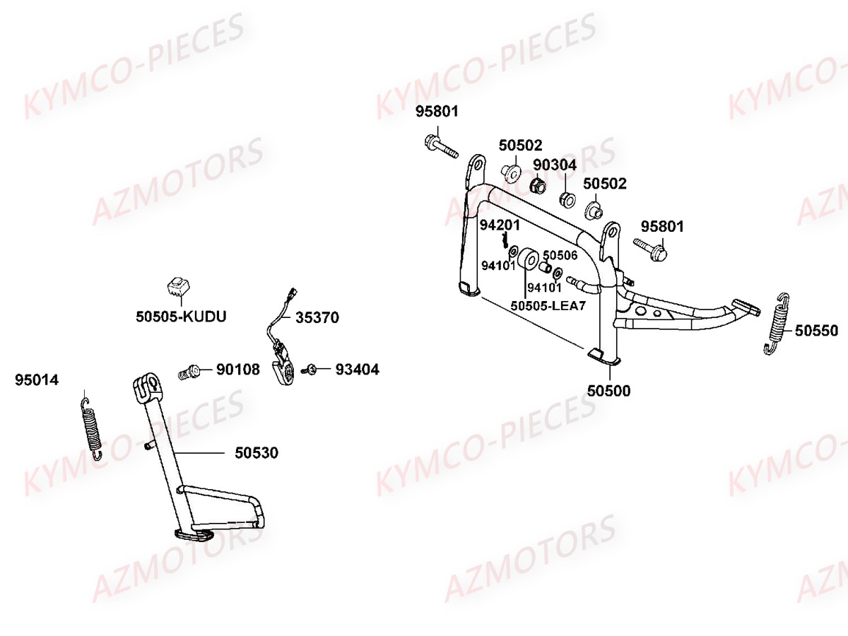 Bequilles KYMCO Pièces Scooter Kymco XCITING 400I ABS 4T EURO 3