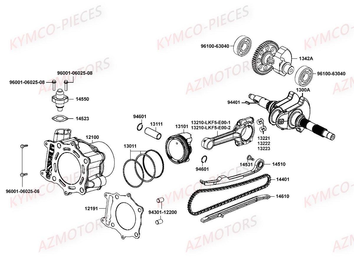 Cylindre Piston KYMCO Pièces Scooter Kymco XCITING 400I ABS 4T EURO 3