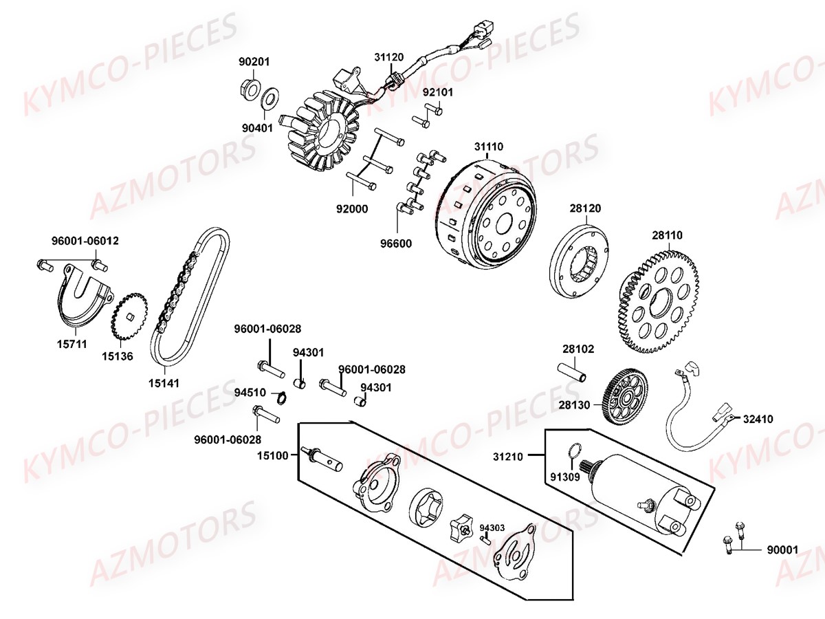 Demarreur Allumage KYMCO Pièces Scooter Kymco XCITING 400I ABS 4T EURO 3