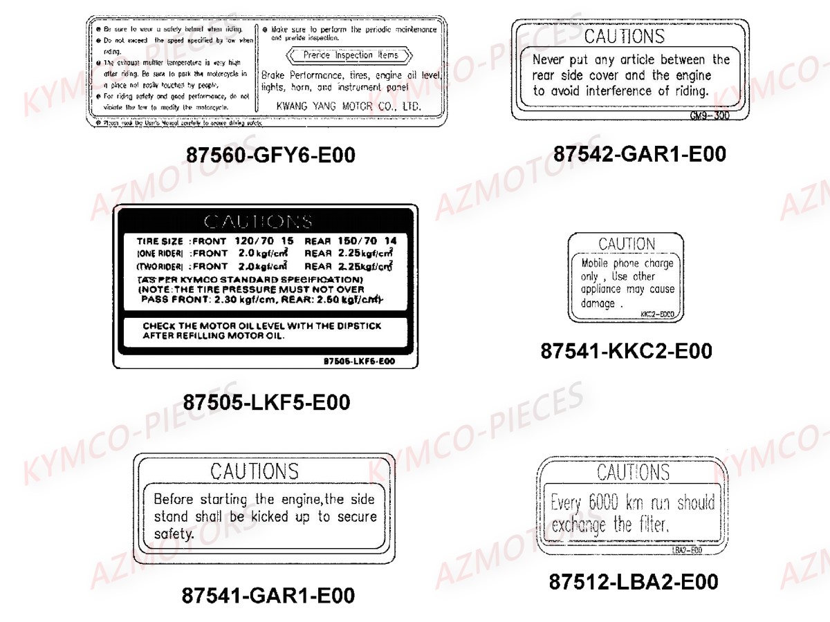 LABEL DE SECURITE KYMCO XCITING 400 ABS E3