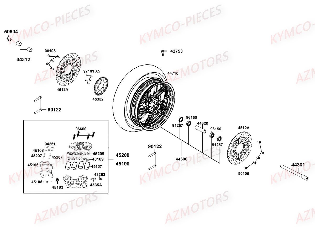 ROUE AVANT KYMCO XCITING 400 ABS E3