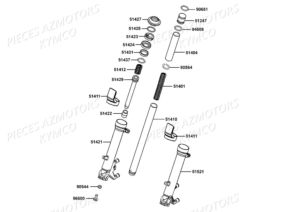 Batons De Fourche Detail KYMCO Pièces Scooter XCITING 400I ABS 4T EURO 4 (SK80BC)