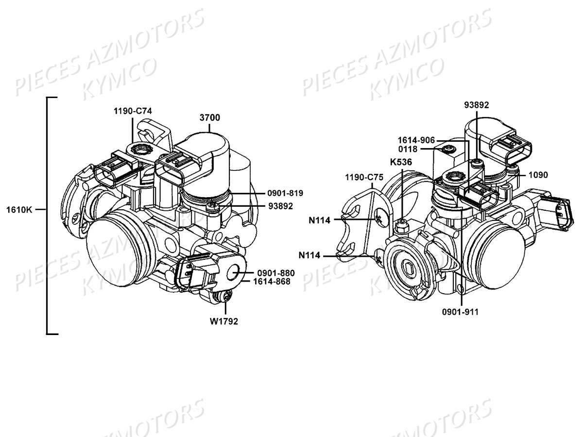 Carburation KYMCO Pièces Scooter XCITING 400I ABS 4T EURO 4 (SK80BC)