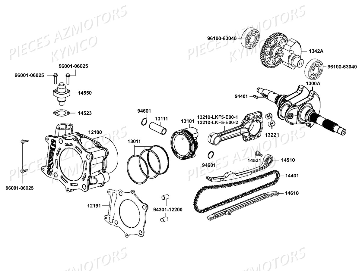 Cylindre Piston KYMCO Pièces Scooter XCITING 400I ABS 4T EURO 4 (SK80BC)