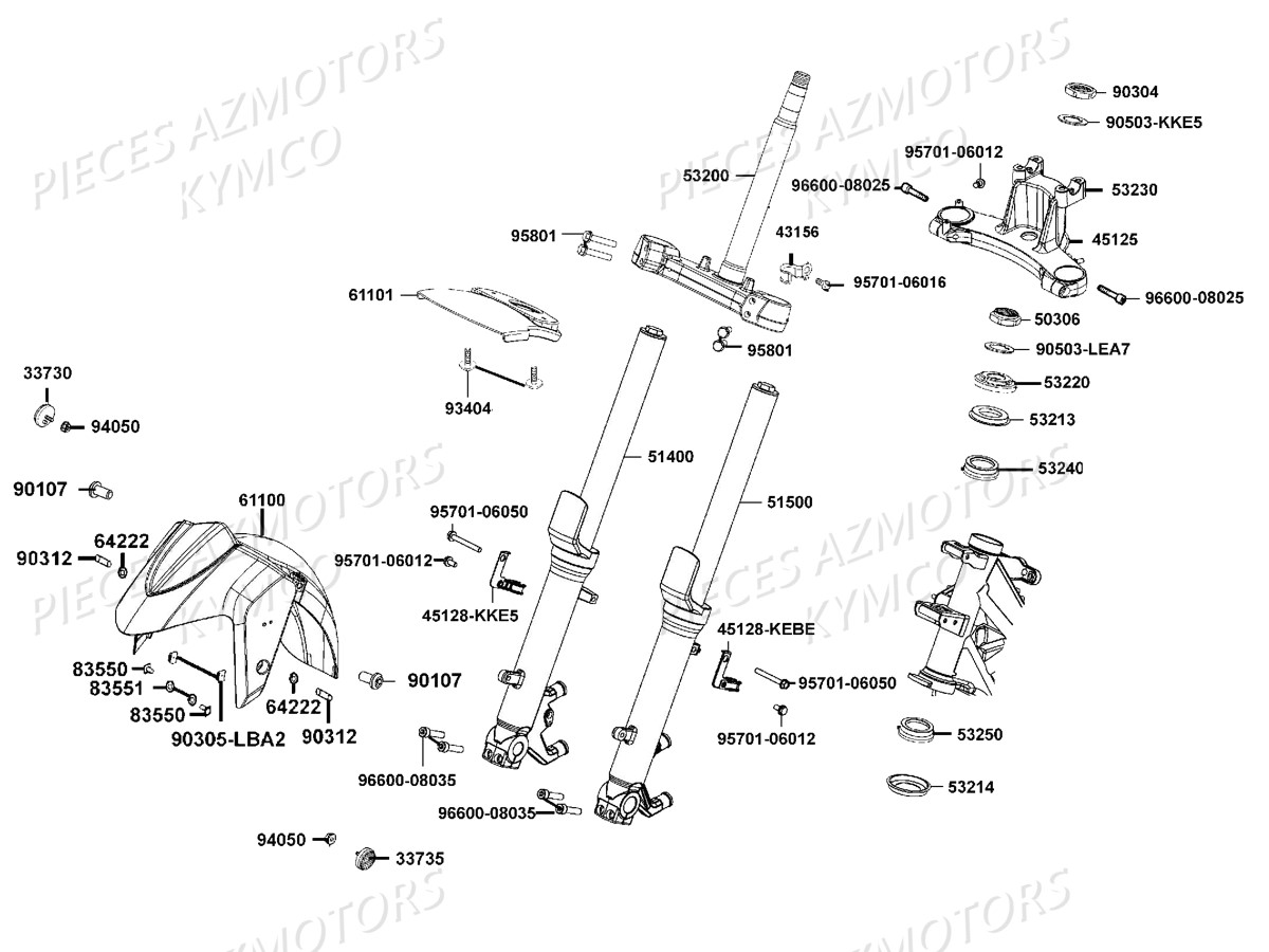 FOURCHE GARDE BOUE KYMCO XCITING 400 ABS E4