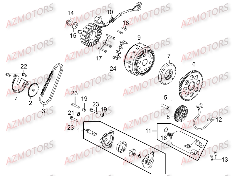 Allumage Demarreur KYMCO Pièces Scooter Kymco XCITING 400I 4T EURO III