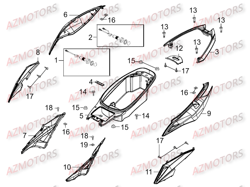 Carenages Arrieres KYMCO Pièces Scooter Kymco XCITING 400I 4T EURO III