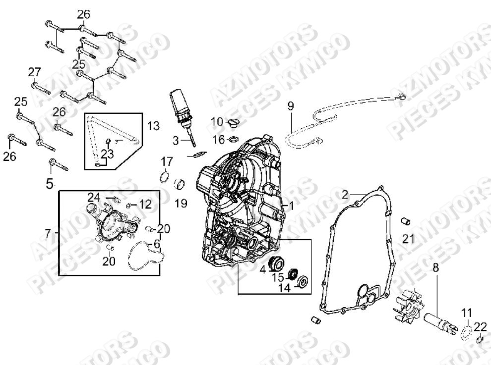 CARTER DROIT POMPE A EAU pour XCITING 400 III