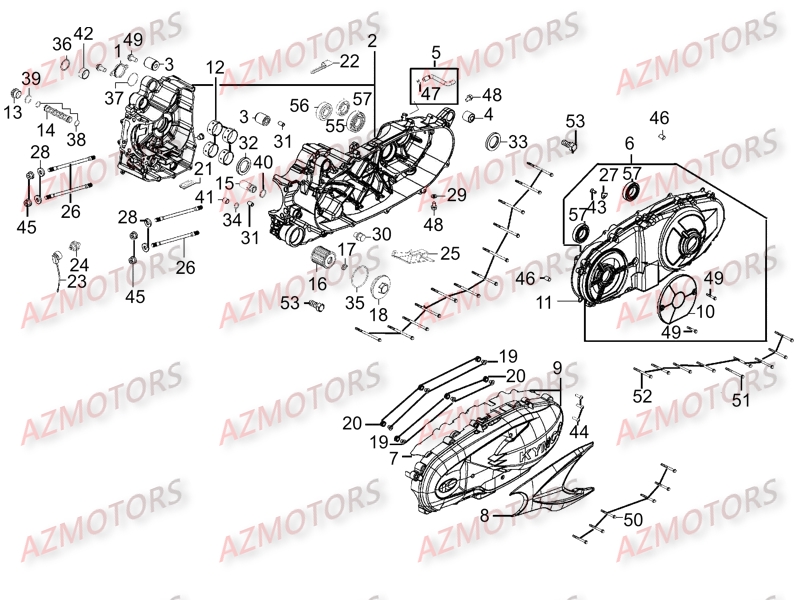 CARTER_MOTEUR KYMCO Pièces Scooter Kymco XCITING 400I 4T EURO III