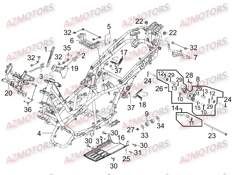 Chassis KYMCO Pièces Scooter Kymco XCITING 400I 4T EURO III