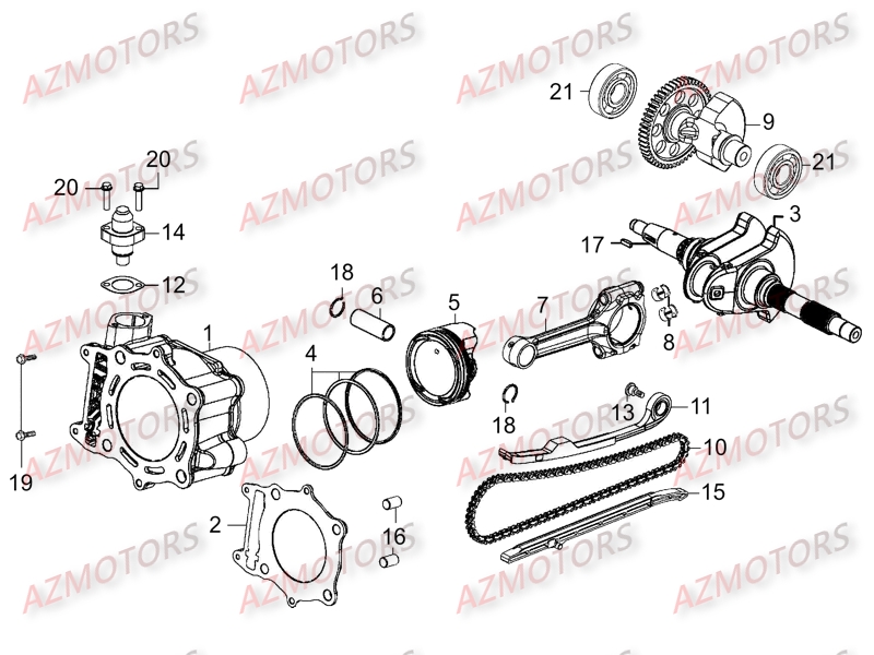 Cylindre Piston KYMCO Pièces Scooter Kymco XCITING 400I 4T EURO III