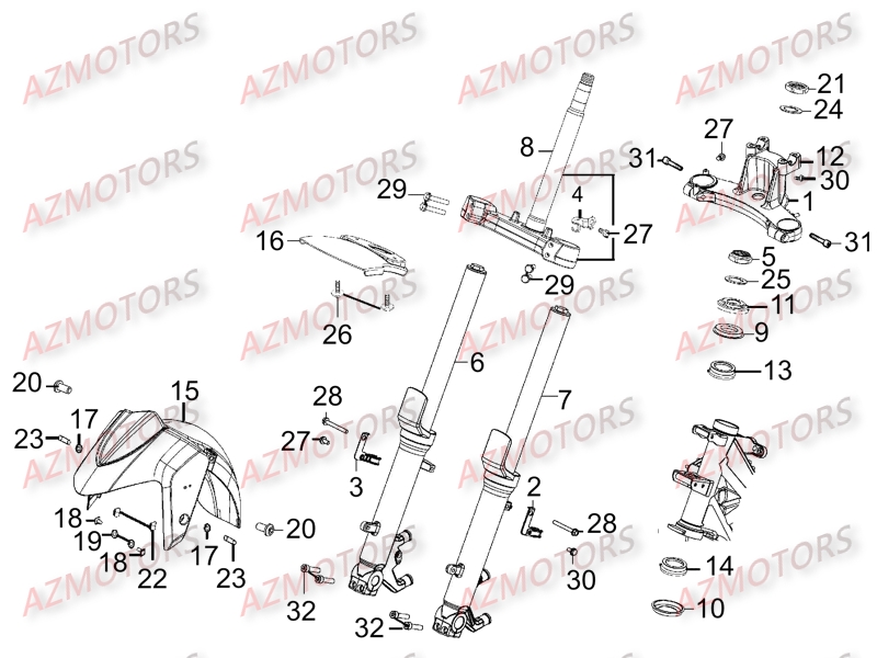 Fourche KYMCO Pièces Scooter Kymco XCITING 400I 4T EURO III