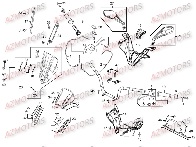 Guidon Commandes KYMCO Pièces Scooter Kymco XCITING 400I 4T EURO III