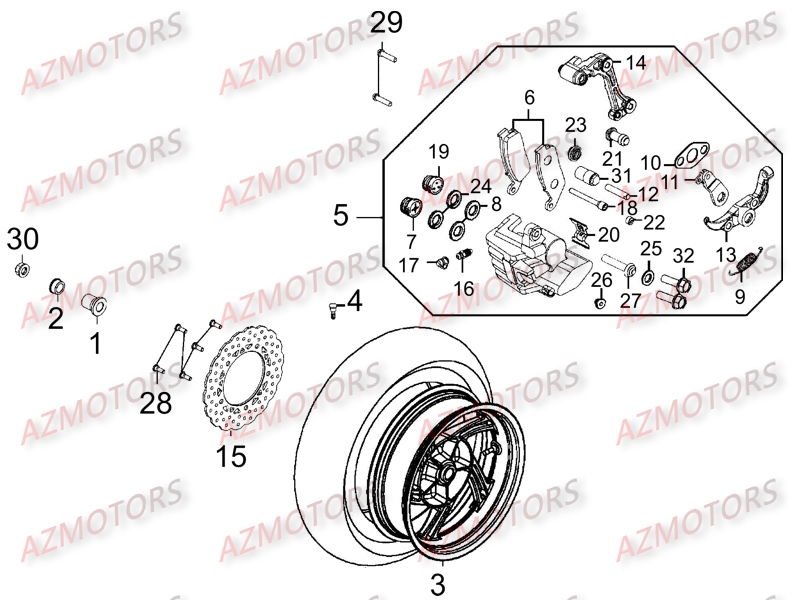 Roue Arriere KYMCO Pièces Scooter Kymco XCITING 400I 4T EURO III