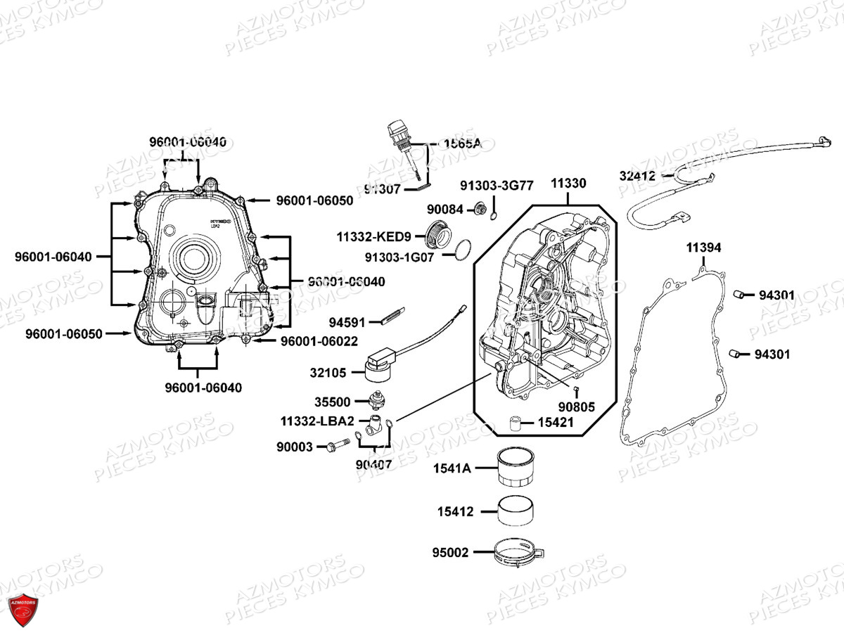 CARTER_DROIT KYMCO Pièces Scooter KYMCO XCITING 500 RI MMC ABS 4T EURO III (SBA0BB)