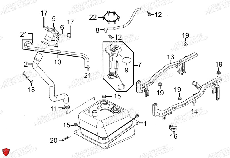 Reservoir A Carburant KYMCO Pièces XCITING 500 RI MMC ABS 4T EURO III (SBA0BB)