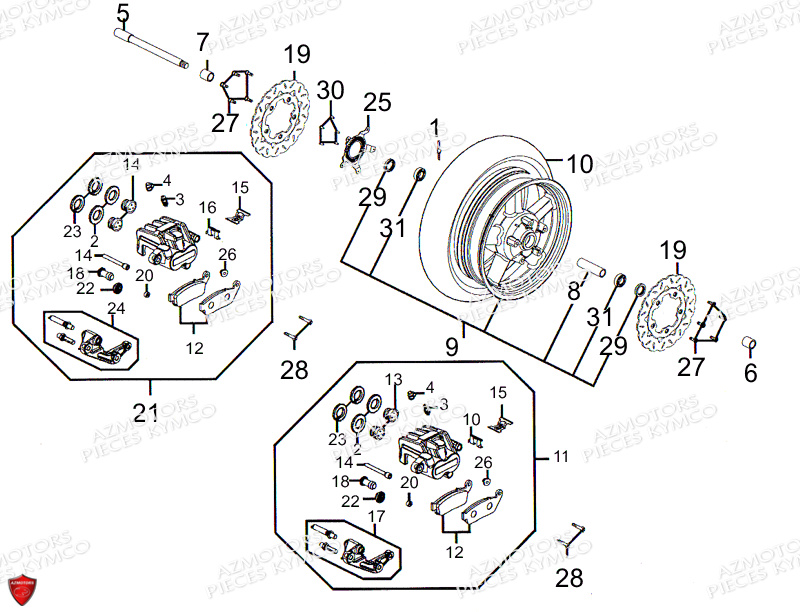 Roue Avant KYMCO Pièces XCITING 500 RI MMC ABS 4T EURO III (SBA0BB)