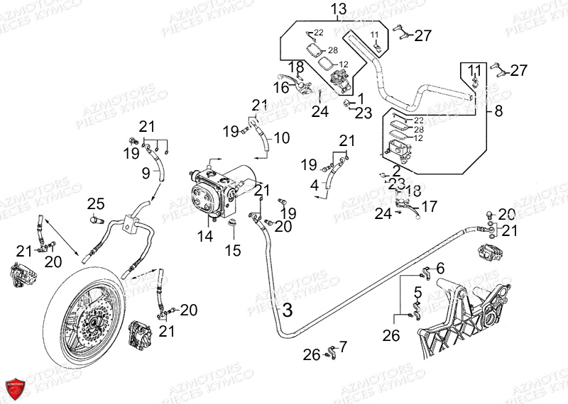 Systeme De Freins KYMCO Pièces XCITING 500 RI MMC ABS 4T EURO III (SBA0BB)