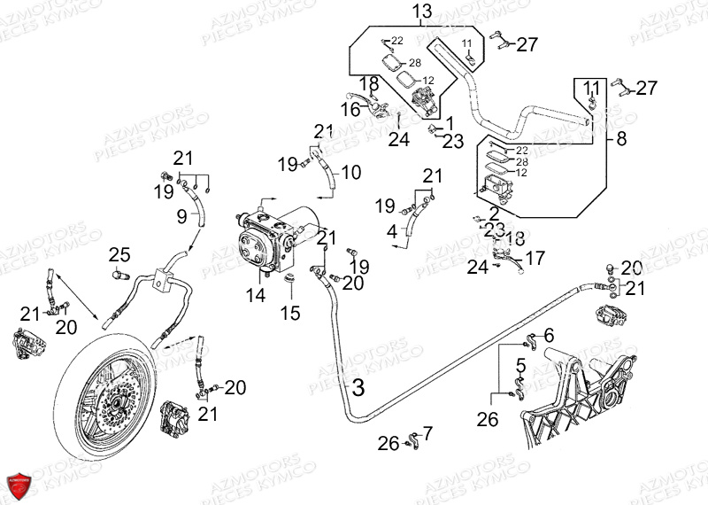 Systeme De Freins KYMCO Pièces XCITING 500 RI MMC ABS 4T EURO III (SBA0BB)