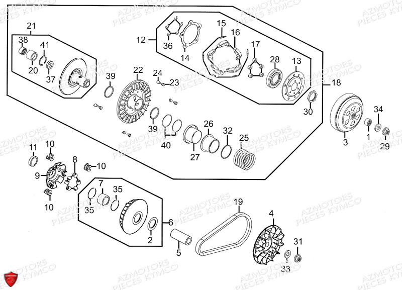 Variateur Embrayage KYMCO Pièces Scooter Kymco XCITING 500 RI MMC ABS 4T EURO III _