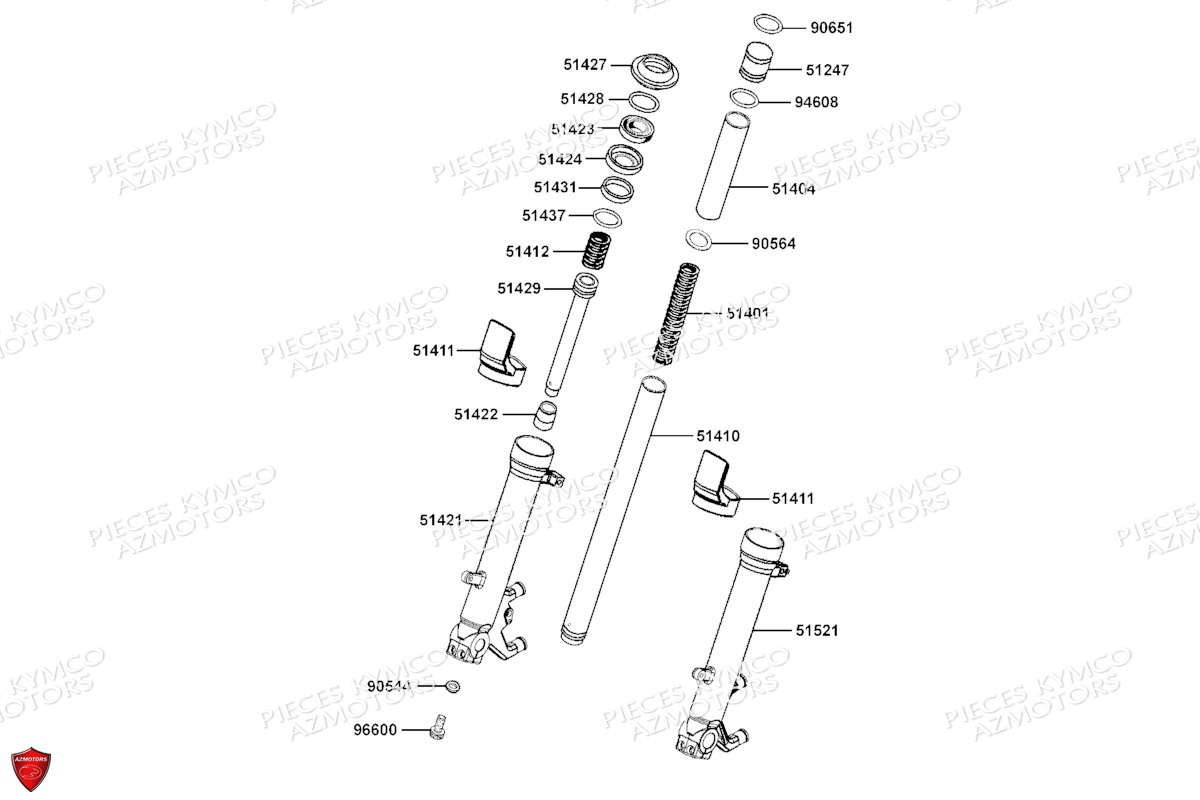 Batons De Fourche Detail KYMCO Pièces Scooter XCITING S 400I TCS 4T EURO 5 (SK80DA)