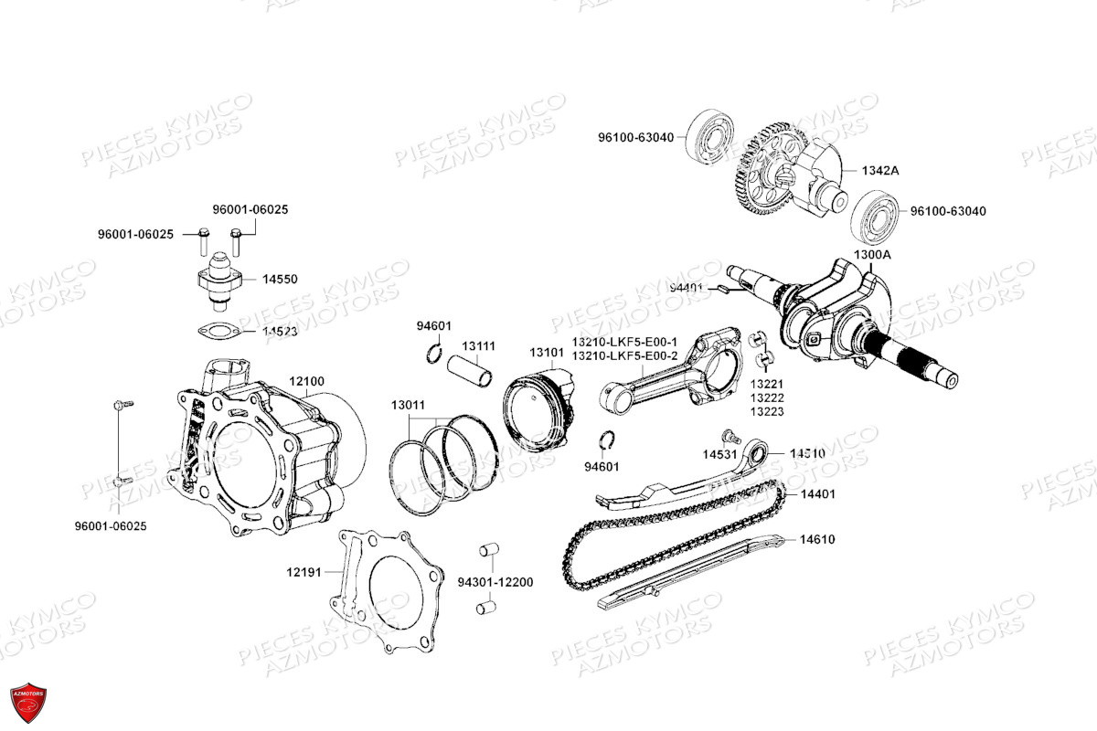 Cylindre Piston KYMCO Pièces Scooter XCITING S 400I TCS 4T EURO 5 (SK80DA)