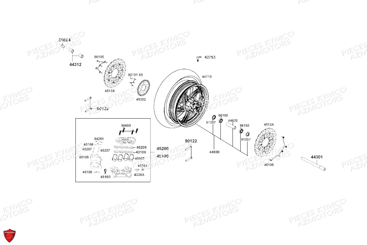 ROUE AVANT KYMCO XCITING S400 TCS E5