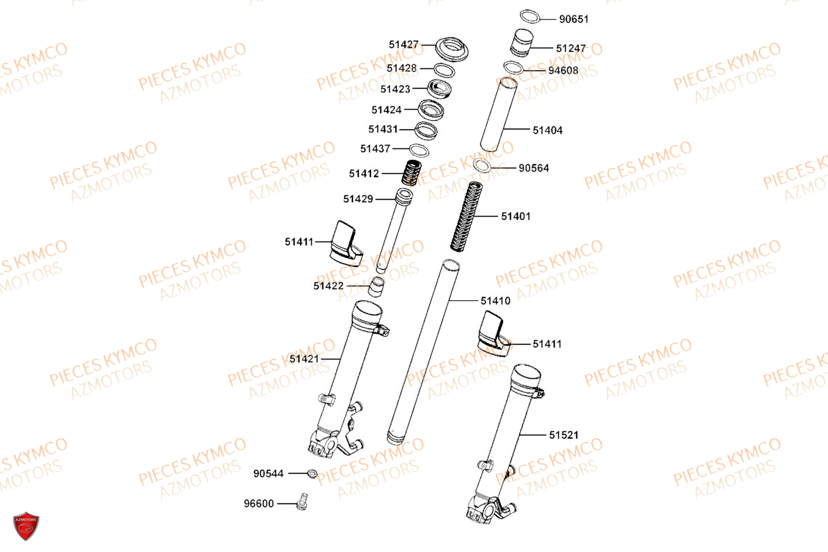 Baton De Fourche Details KYMCO Pièces Scooter XCITING VS400 SE TCS ABS EURO 5 (VSK80EB)