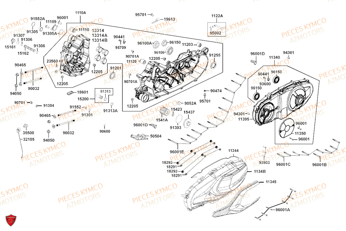 Carter Moteur KYMCO Pièces Scooter XCITING VS400 SE TCS ABS EURO 5 (VSK80EB)