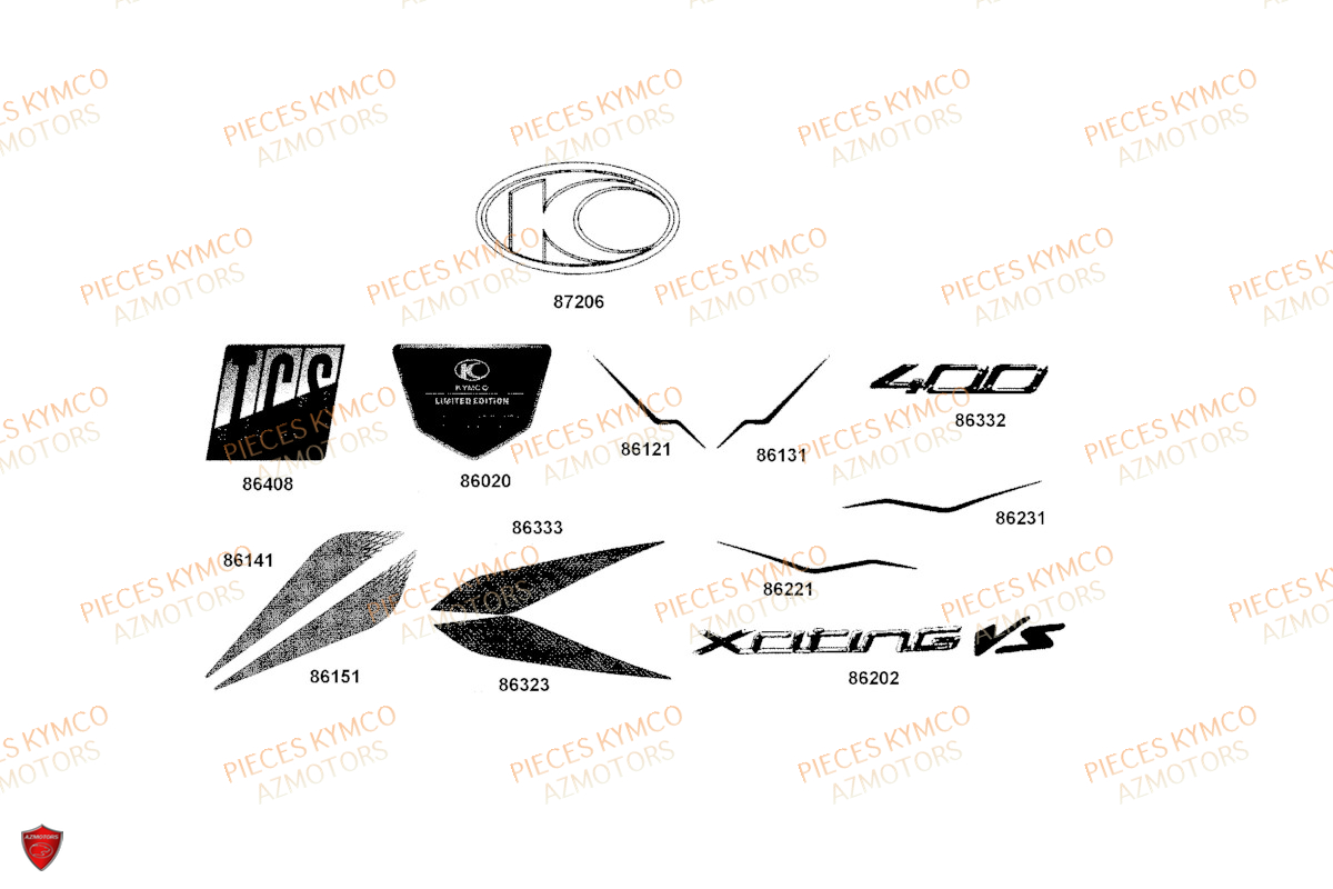 Decors KYMCO Pièces Scooter XCITING VS400 SE TCS ABS EURO 5 (VSK80EB)
