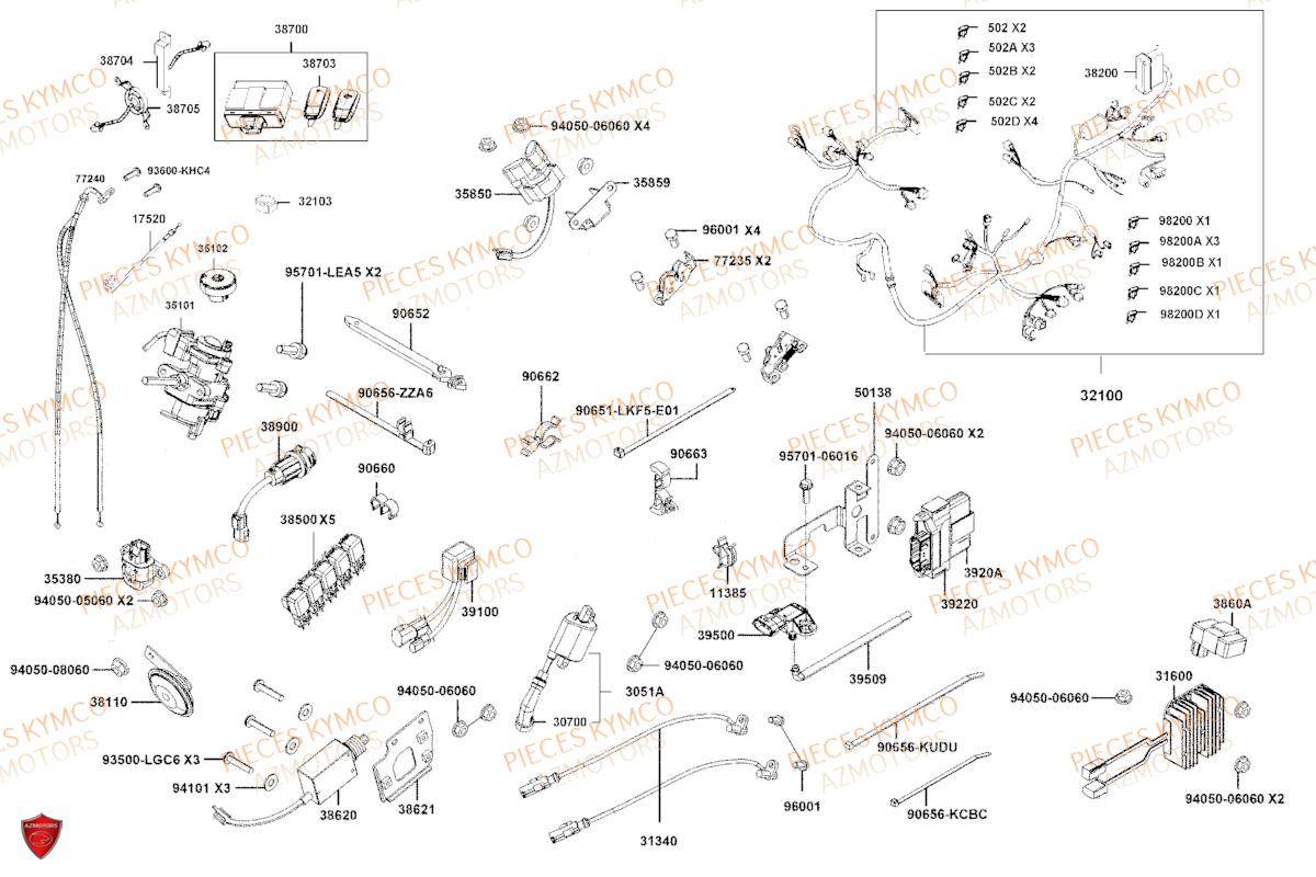 EQUIPEMENT_ELECTRIQUE KYMCO Pièces Scooter XCITING VS400 SE TCS ABS EURO 5 (VSK80EB)