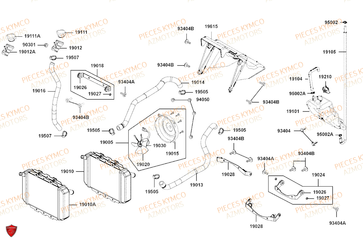 REFROIDISSEMENT KYMCO Pièces Scooter XCITING VS400 SE TCS ABS EURO 5 (VSK80EB)