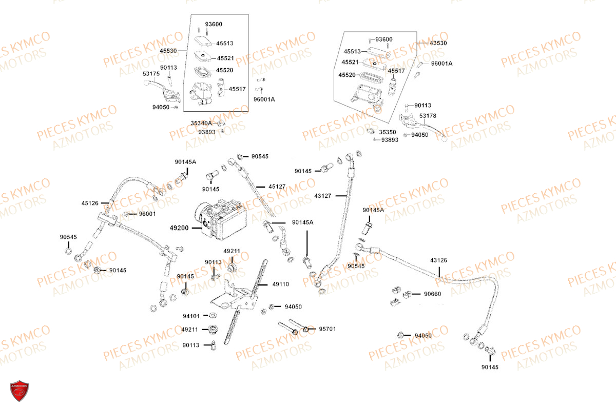 Systeme De Frein KYMCO Pièces Scooter XCITING VS400 SE TCS ABS EURO 5 (VSK80EB)