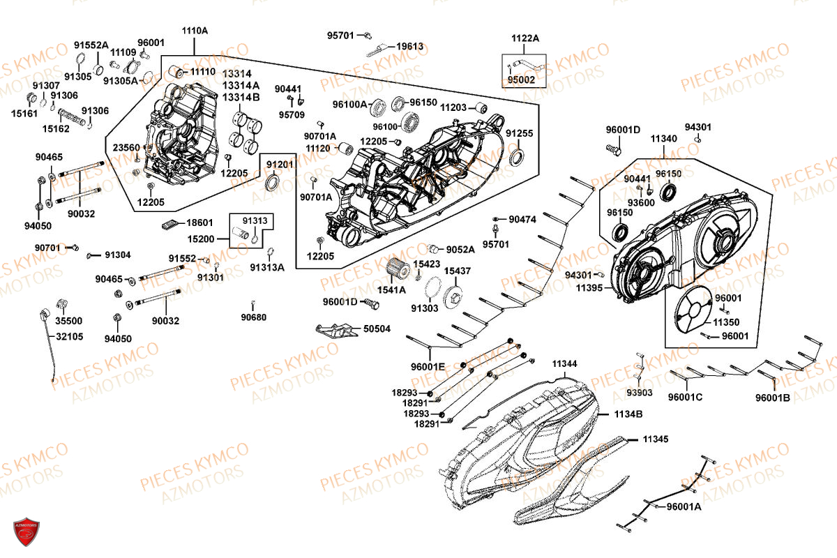 CARTER_MOTEUR KYMCO Pièces Scooter XCITING VS 400 TCS ABS EURO 5 (VSK80EA)