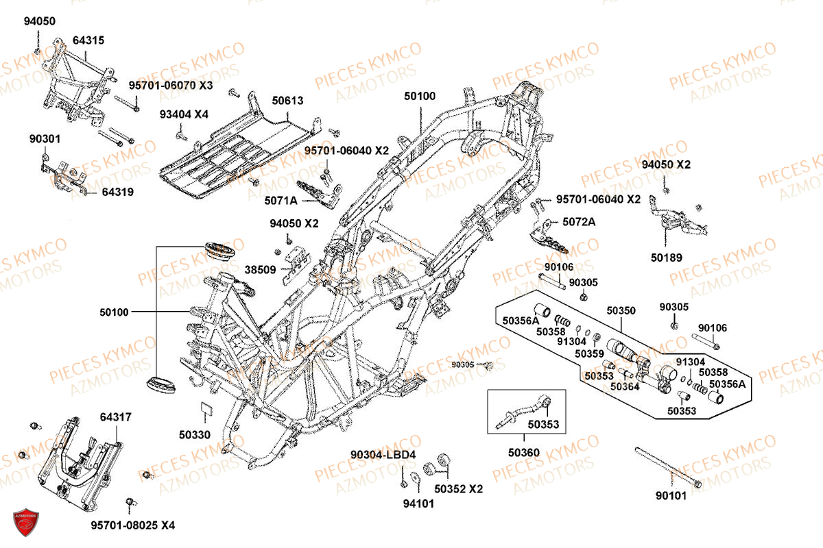 Chassis KYMCO Pièces Scooter XCITING VS 400 TCS ABS EURO 5 (VSK80EA)
