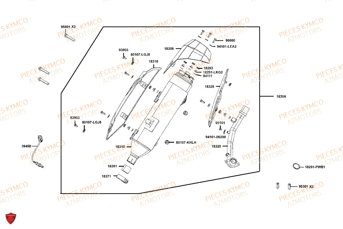 Echappement KYMCO Pièces Scooter XCITING VS 400 TCS ABS EURO 5 (VSK80EA)