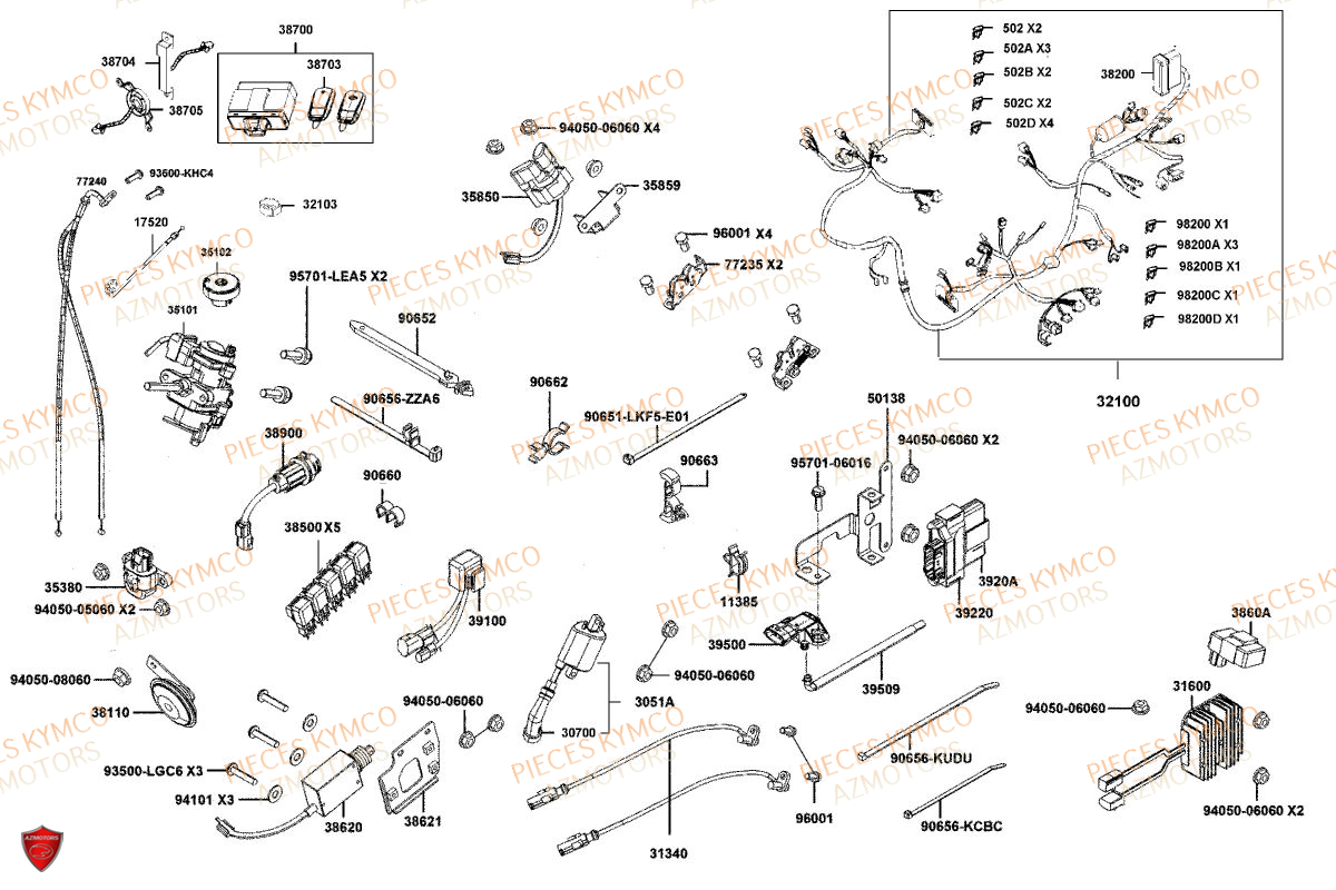 EQUIPEMENT_ELECTRIQUE KYMCO Pièces Scooter XCITING VS 400 TCS ABS EURO 5 (VSK80EA)