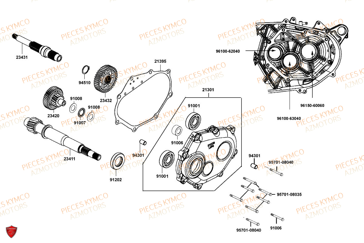 Transmission KYMCO Pièces Scooter XCITING VS 400 TCS ABS EURO 5 (VSK80EA)