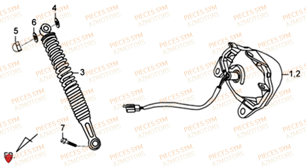 Amortisseur SYM Pièces XPRO 50 E4 - AE05W9-EU (2018-2021)