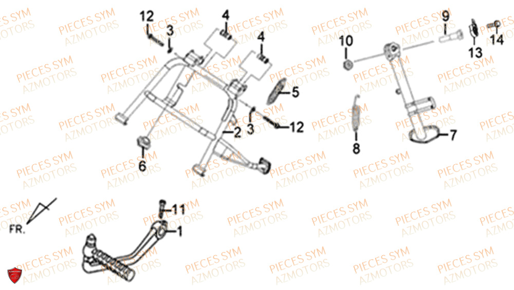 Bequille SYM Pièces XPRO 50 E4 - AE05W9-EU (2018-2021)